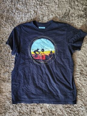 State of Mind Black Tee with Light Blue Print